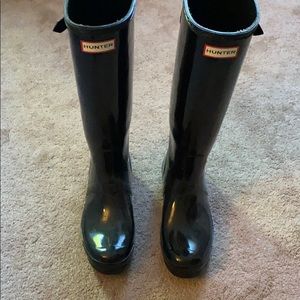Tall Glossy Black Hunter Boots